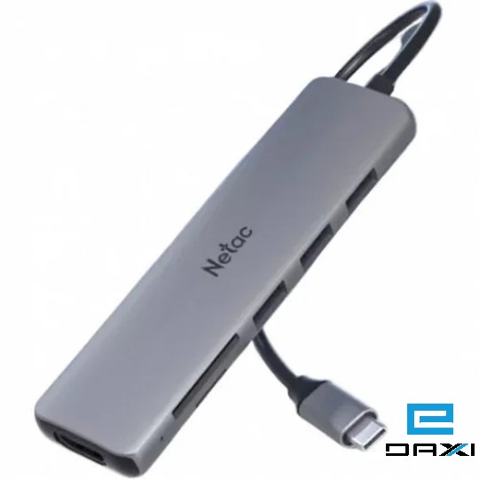 გადამყვანი Type-C to USB3.0*3+HDMI+mSD/SD 2.0, Netac NT08WF14-30GR, Hub WF14