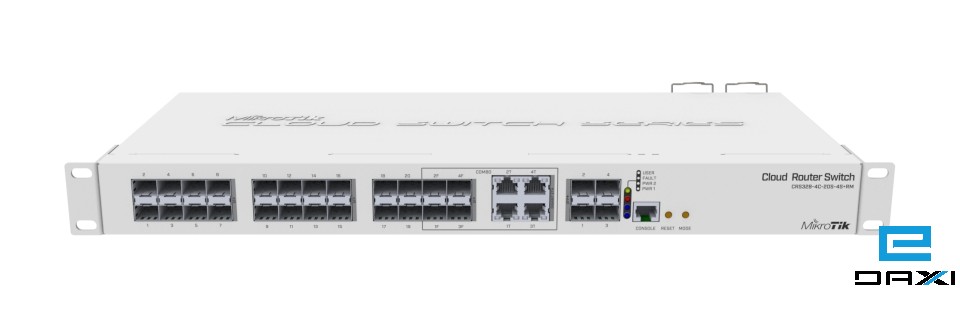 ოპტიკური მართვადი სვიჩი 24 x SFP პორტიანი + 4 x SFP+ პორტით Mikrotik CRS328-4C-20S-4S+RM